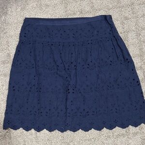 Max Studio Navy A-Line Eyelet Skirt